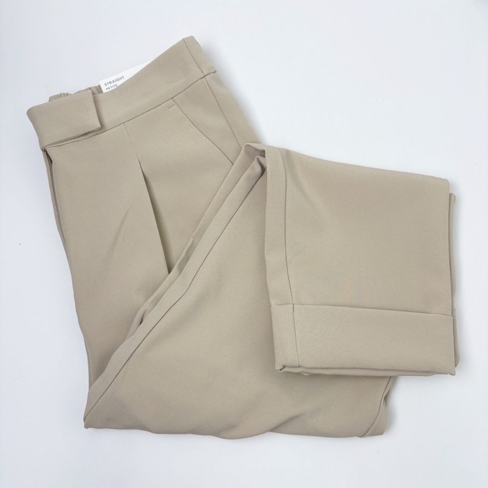 Loft Khaki High Rise Straight Petite Cropped Pants NWT